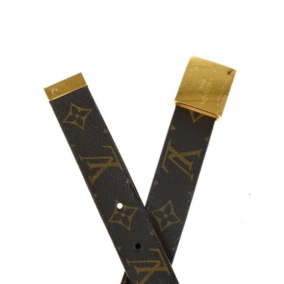 LOUIS VUITTON Ceinture Carre Belt Monogram Leather BN Gold Spain main image 9